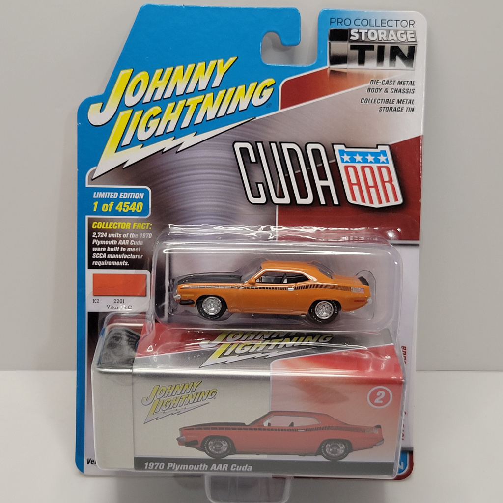 Johnny Lightning Storage Tin - 1970 Plymouth AAR Cuda 1/64