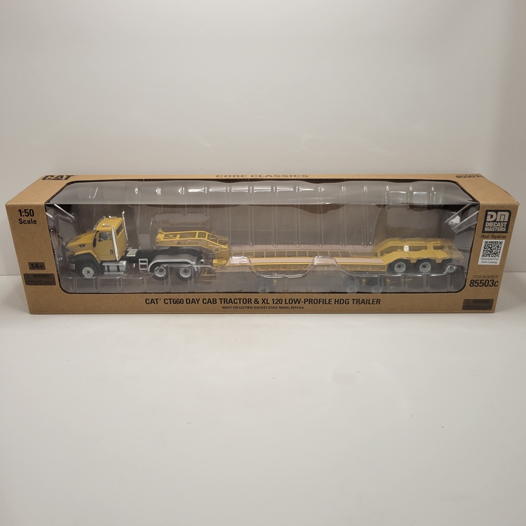 Diecast Masters - CAT - CT660 Day Cab Tractor & XL 120 Low Profile HDG Trailer 1/50