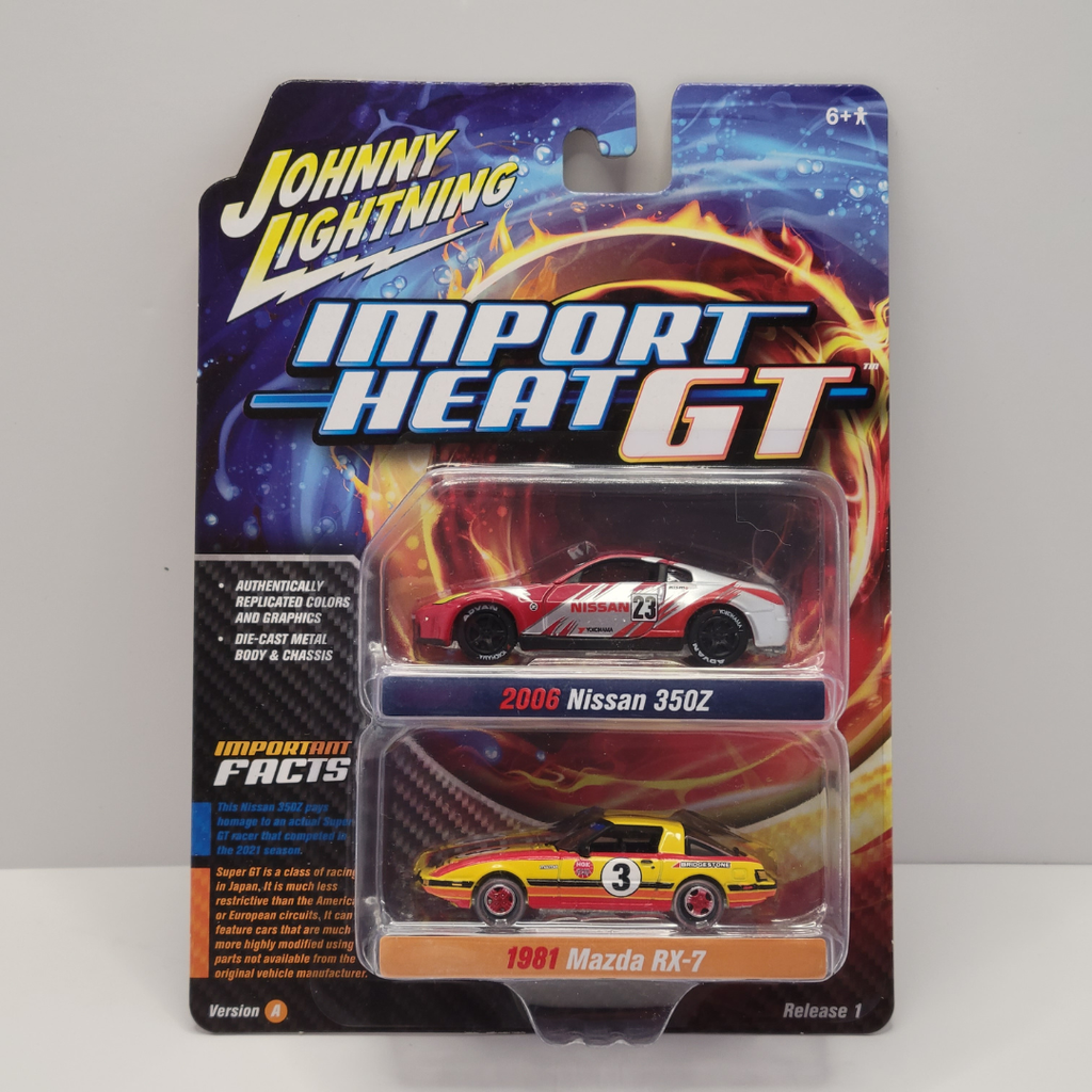 Johnny Lightning 2 Packs - 2006 Nissan 350Z / 1981 Mazda RX-7 Version A 1/64