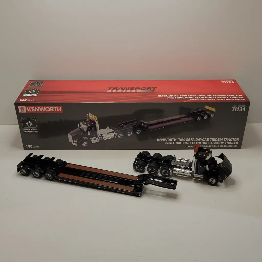 Diecast Masters - Transport Series - Kenworth T880 SBFA Daycab Tridem Tractor with Trail King TK120 HDG Lowboy Trailer 1/50