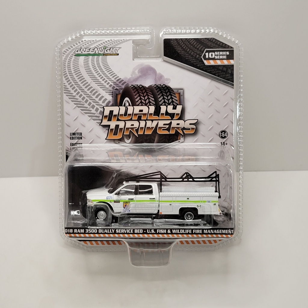 Greenlight - Dually Drivers Série 10 - 2018 Ram 3500 Dually Service Bed U.S. Fish & Wildlife Fire Management 1/64