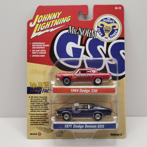 Johnny Lightning 2 Packs - 1964 Dodge 330 / 1971 Dodge Demon GSS 1/64