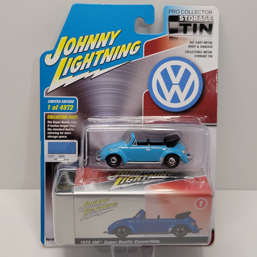 Johnny Lightning Storage Tin - 1975 VW Super Beetle Convertible 1/64