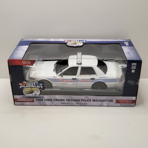Greenlight - Hot Pursuit - 2008 Ford Crown Victoria Interceptor Detroit Police 1/24