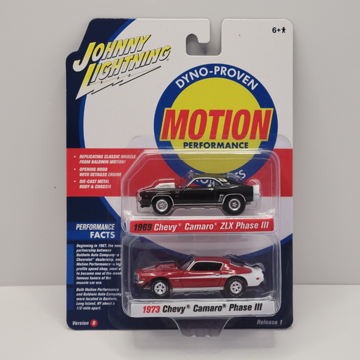 Johnny Lightning 2 Packs - 1969 Chevy Camaro ZLX Phase III / 1973 Chevy Camaro Phase III Version B 1/64