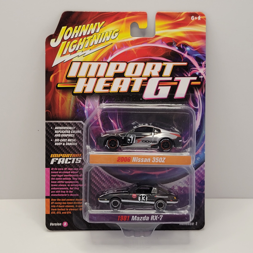 Johnny Lightning 2 Packs - 2006 Nissan 350z / 1981 Mazda RX-7 Version B 1/64