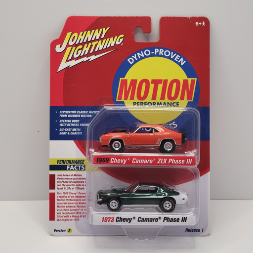 Johnny Lightning 2 Packs - 1969 Chevy Camaro ZLX Phase III / 1973 Chevy Camaro Phase III Version A 1/64